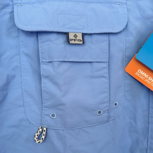 Columbia PFG Women's Bahama, Blue Quick Dry Button Down Shirt 1X - Picture 7 of 7